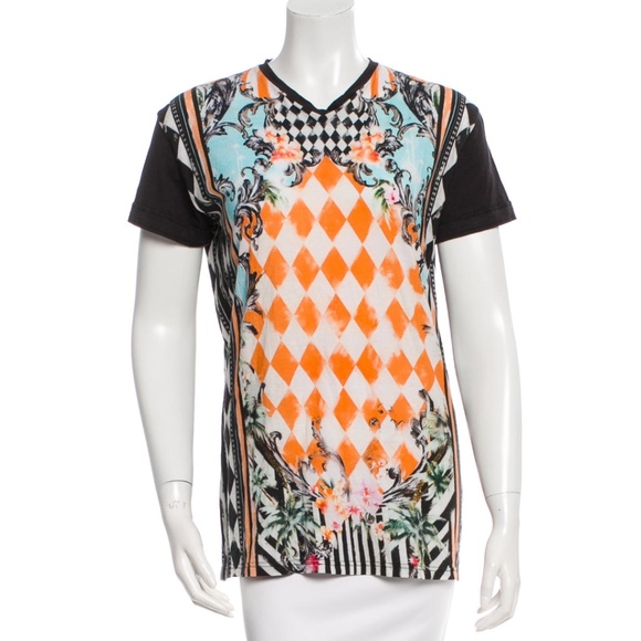 Balmain Tops - Balmain cotton v-neck short sleeve tee in harlequin print